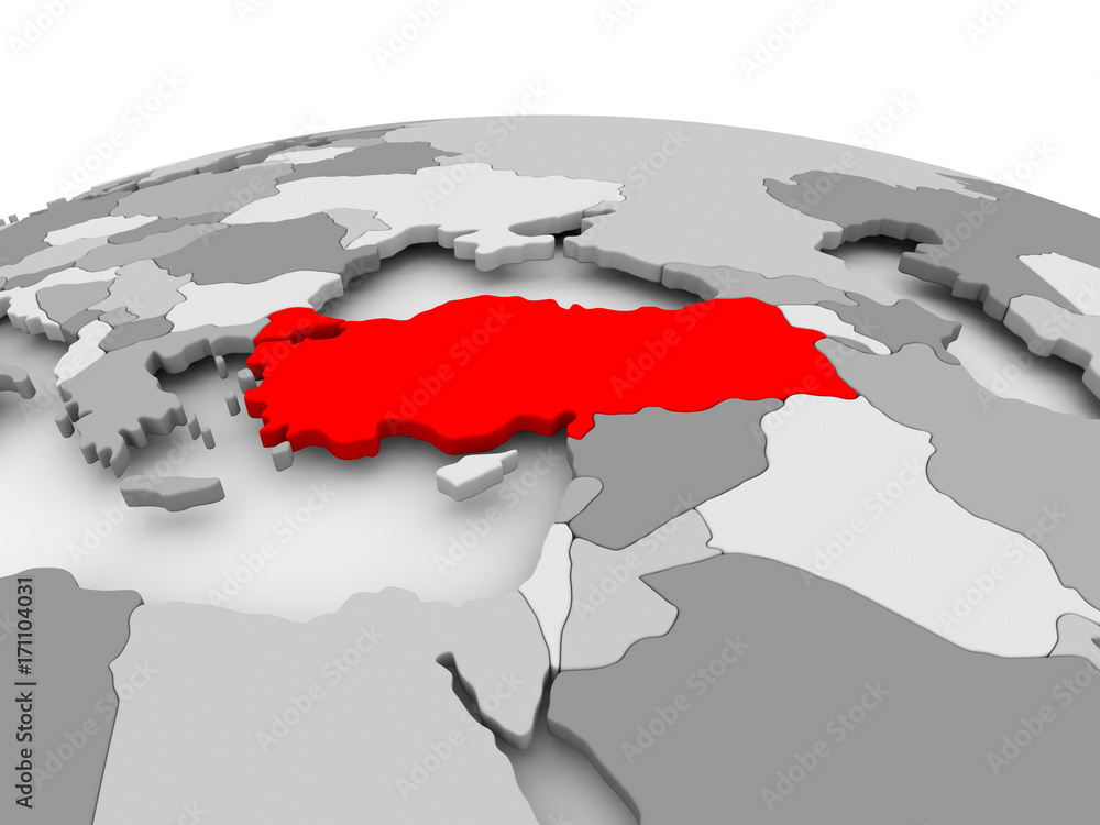 Turkey on grey globe