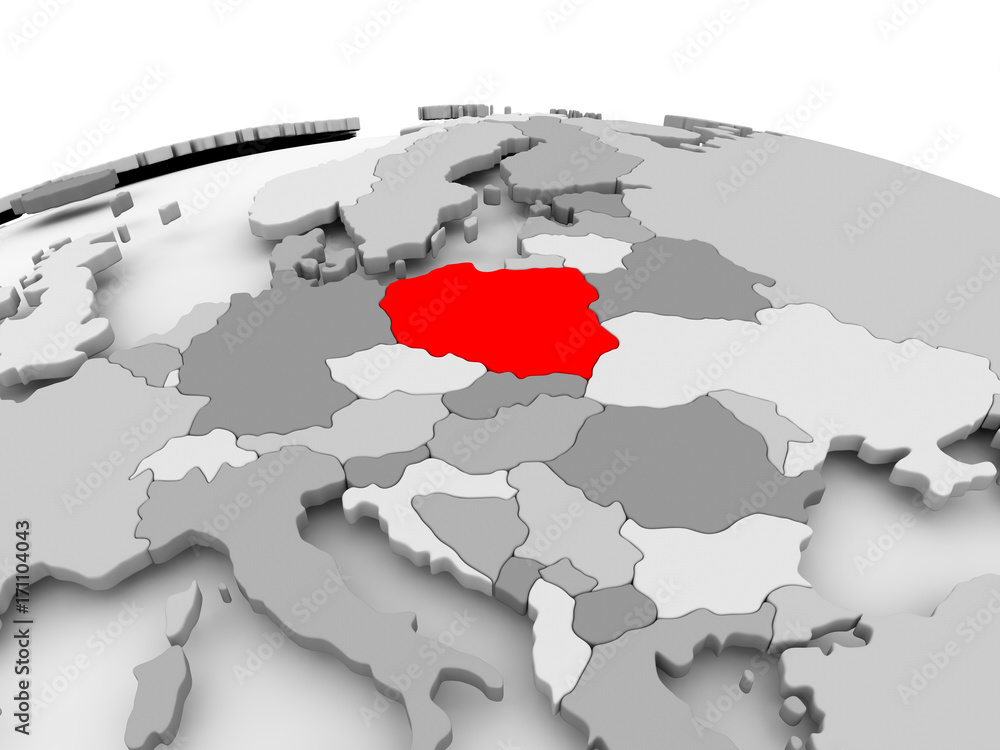Fototapeta premium Poland on grey globe