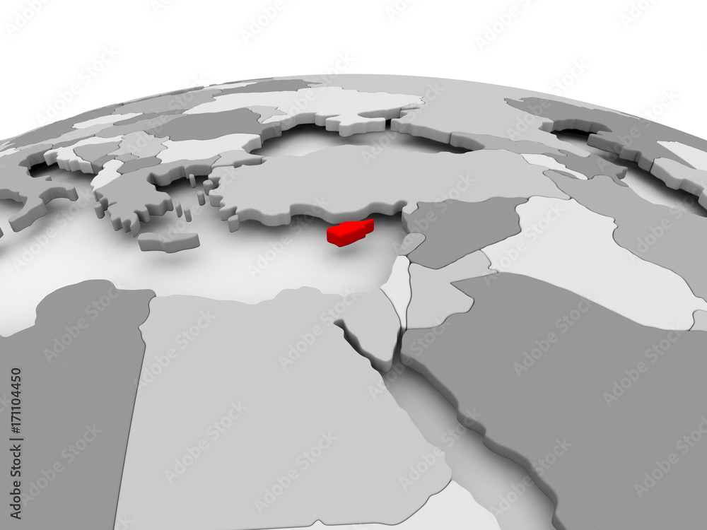 Cyprus on grey globe