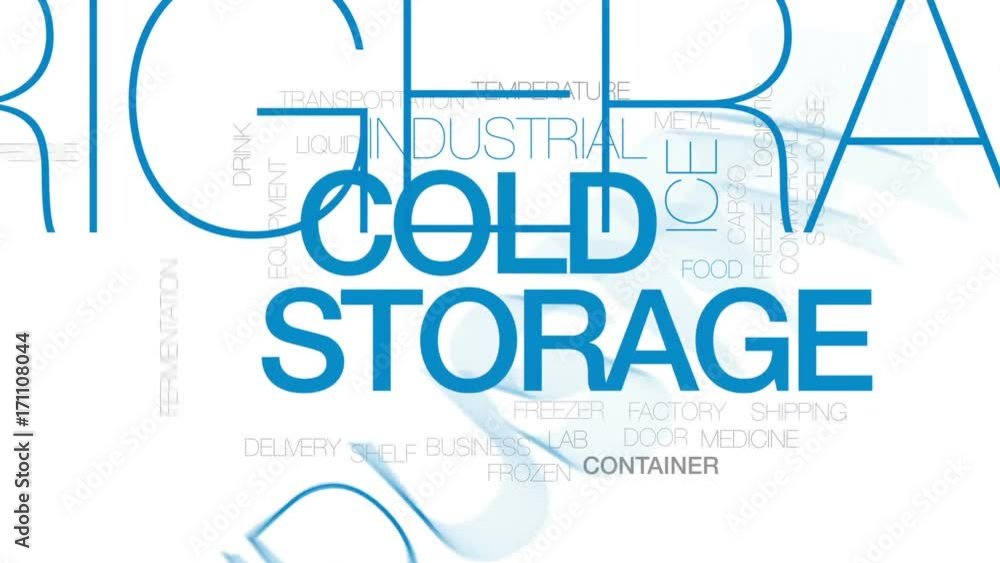 Cold storage animated word cloud, text design animation. Kinetic typography. Cold storage animated word cloud, text design animation. Kinetic typography.
