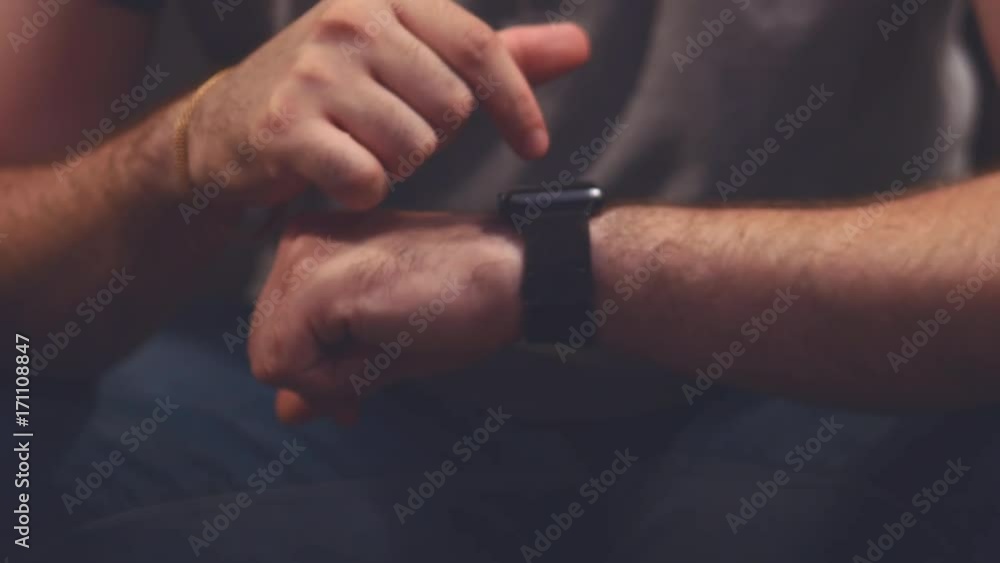 Making various gestures with a finger on a touch screen of a smart watch wearable device. 4K. Stock Footage. Making various gestures with a finger on a touch screen of a smart watch wearable device. 4K. Stock Footage.
