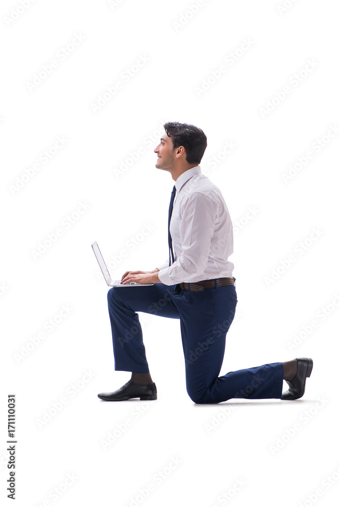 Businessman walking standing side view isolated on white backgro Businessman walking standing side view isolated on white backgro