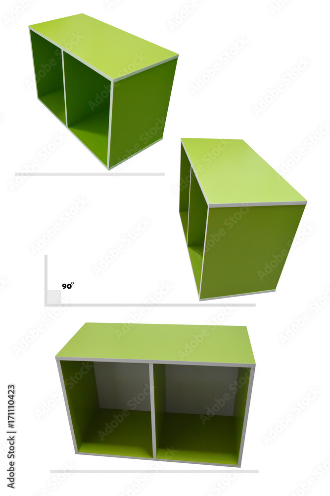 Two green cabinets In a side perspective and different angle ,isolated on white background with clipping path. Two green cabinets In a side perspective and different angle ,isolated on white background with clipping path.