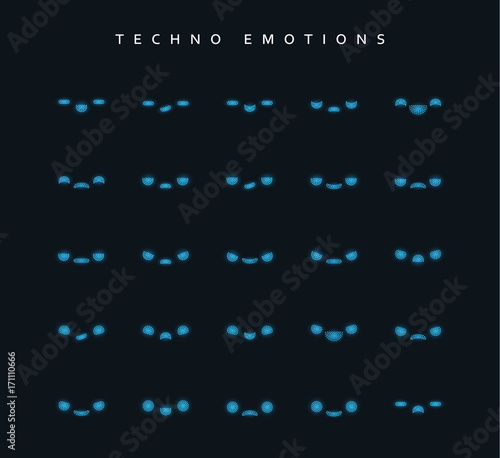 Set techno emotions to create characters. Emoji for Web.