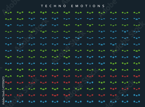 Set techno emotions to create characters. Emoji for Web.