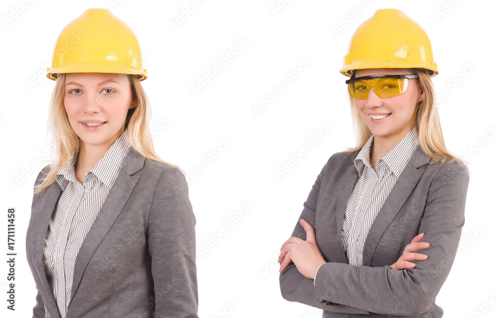 Woman architect isolated on white Woman architect isolated on white