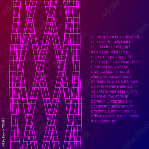 Low poly truss structure wireframe mesh background. Scinece and tech vector illustration.