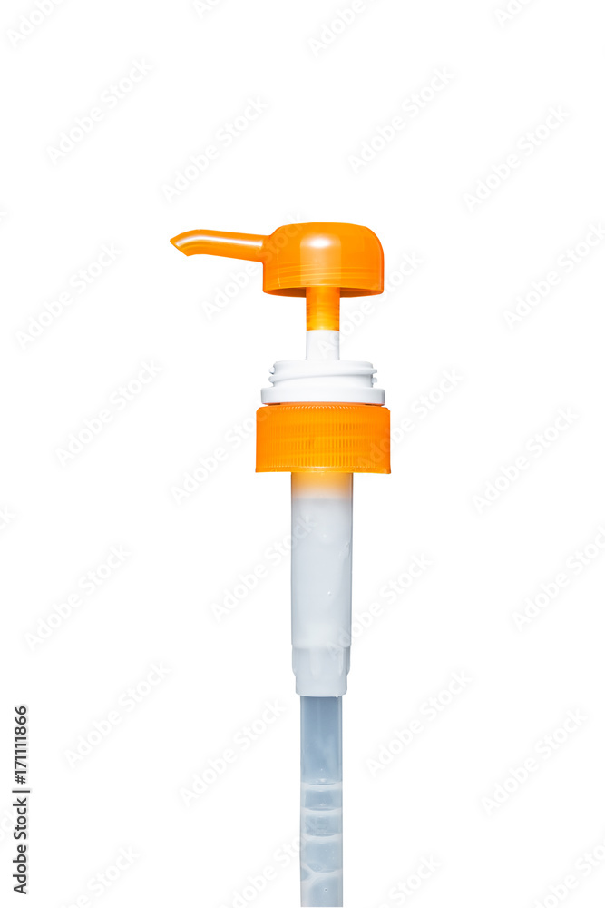 Head pump plastic bottle isolated on white background with clipping path. Head pump plastic bottle isolated on white background with clipping path.