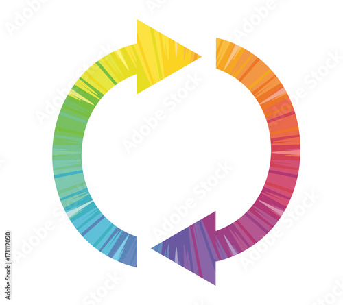 double arrow multicolored abstract icon