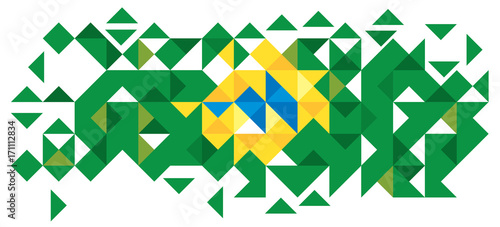 Brazil Abstract Poly Art Flag (Vector Art)