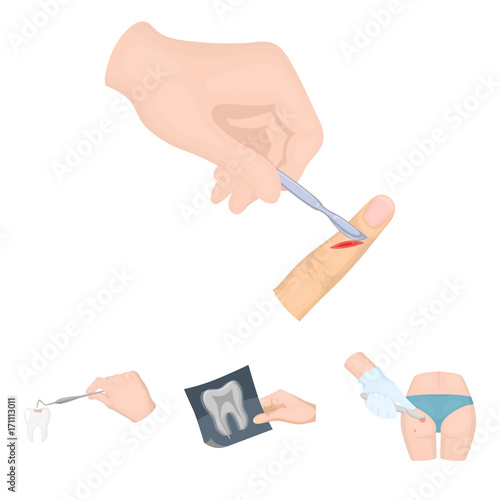 Tooth, X-ray, instrument, dentist and other web icon in cartoon style.surgeon, abscess, scalpel icons in set collection.