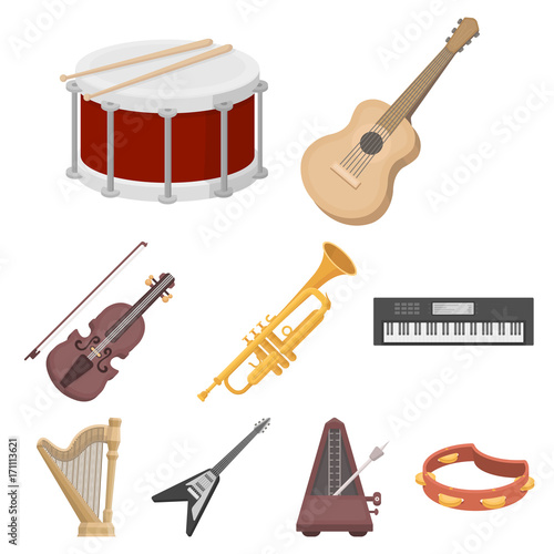 Musical instruments set icons in cartoon style. Big collection of musical instruments vector symbol stock illustration