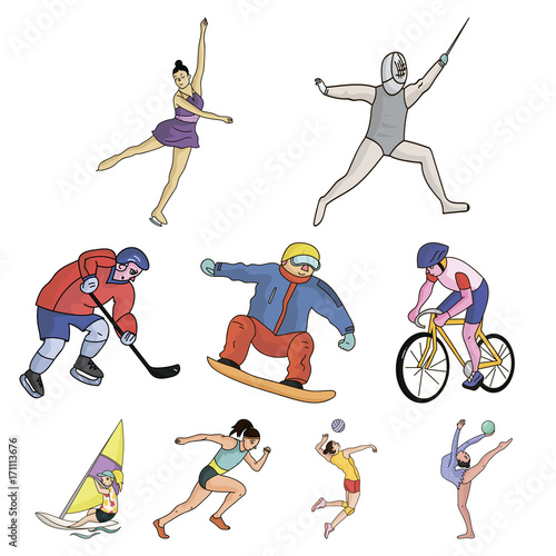 Olympic sports. Winter and summer sports. A set of pictures about athletes.Olympic sports icon in set collection on cartoon style vector symbol stock illustration.