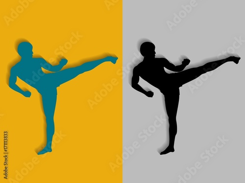 illustration of a kickboxer, vector draw