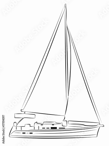 illustration of yacht. vector drawing