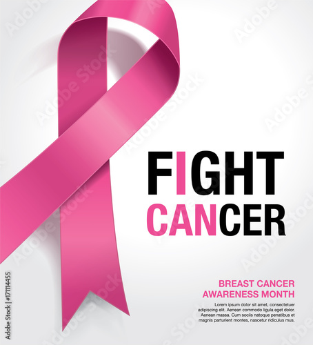 Breast Cancer Awareness Month poster design with pink ribbon