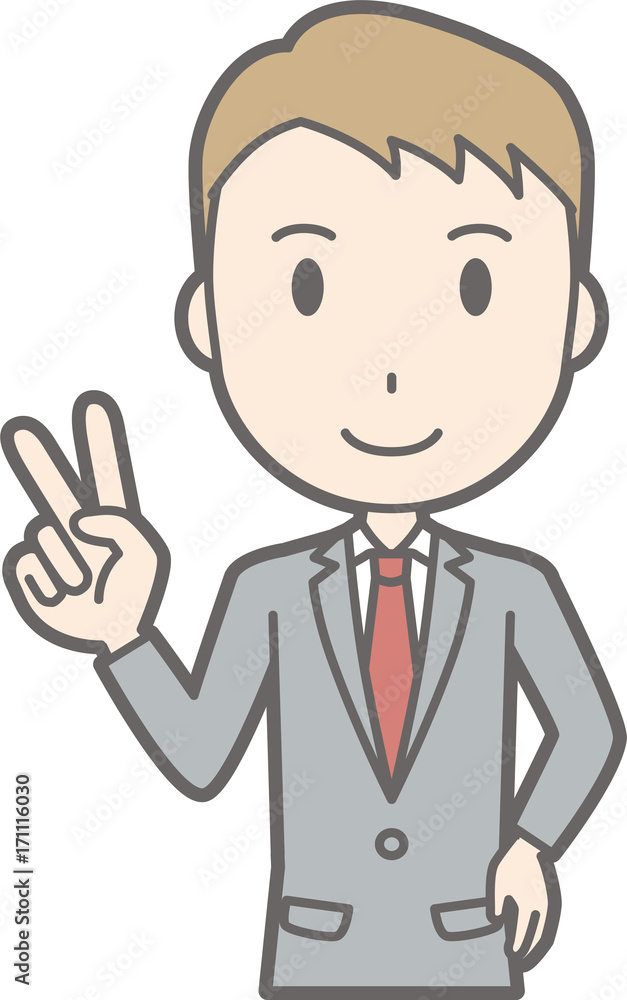 Illustration that a businessman wearing a suit is peace sign Illustration that a businessman wearing a suit is peace sign
