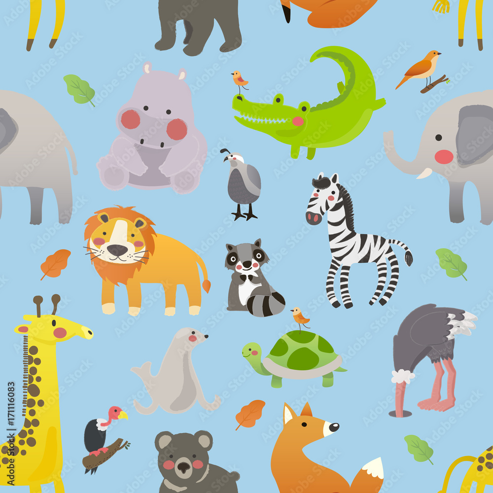Fototapeta premium Illustration drawing style set of animal