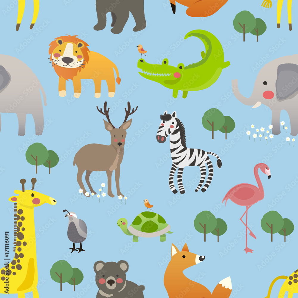 Naklejka premium Illustration drawing style set of animal