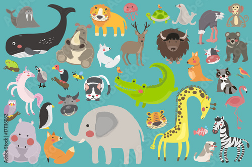 Illustration drawing style set of animal