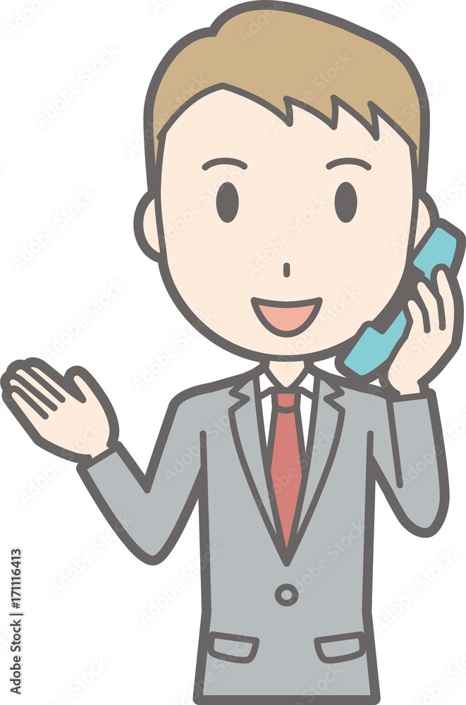 Illustration of a businessman wearing a suit on the phone Illustration of a businessman wearing a suit on the phone