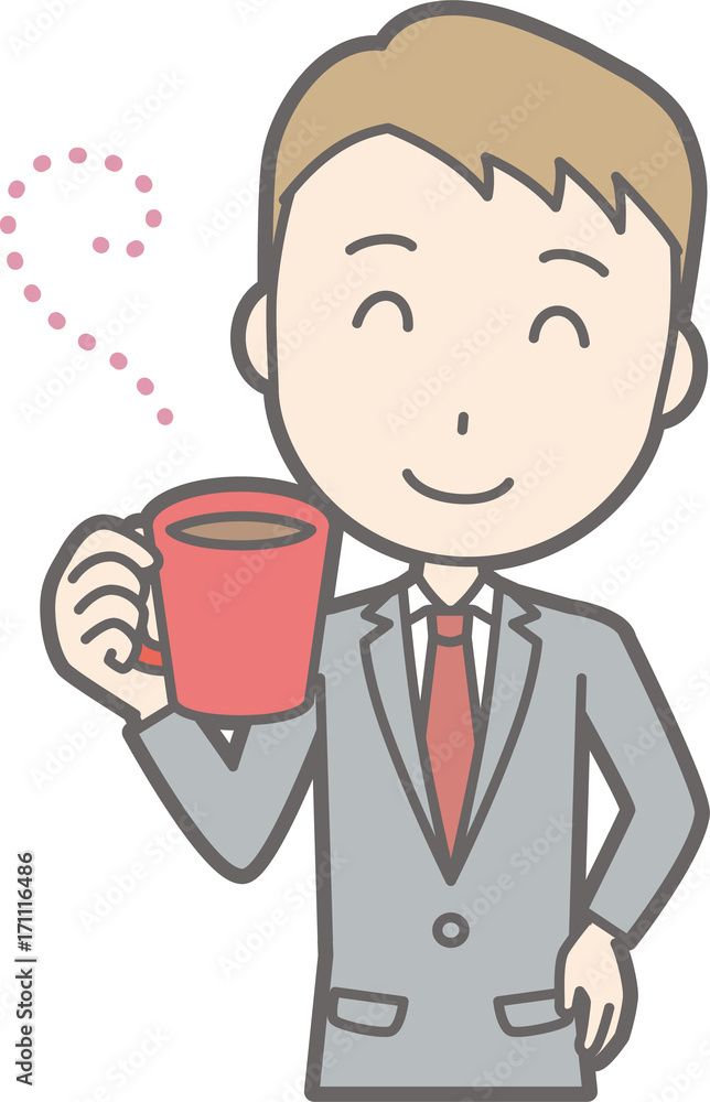 Illustration of a businessman wearing a coffee drinking coffee Illustration of a businessman wearing a coffee drinking coffee
