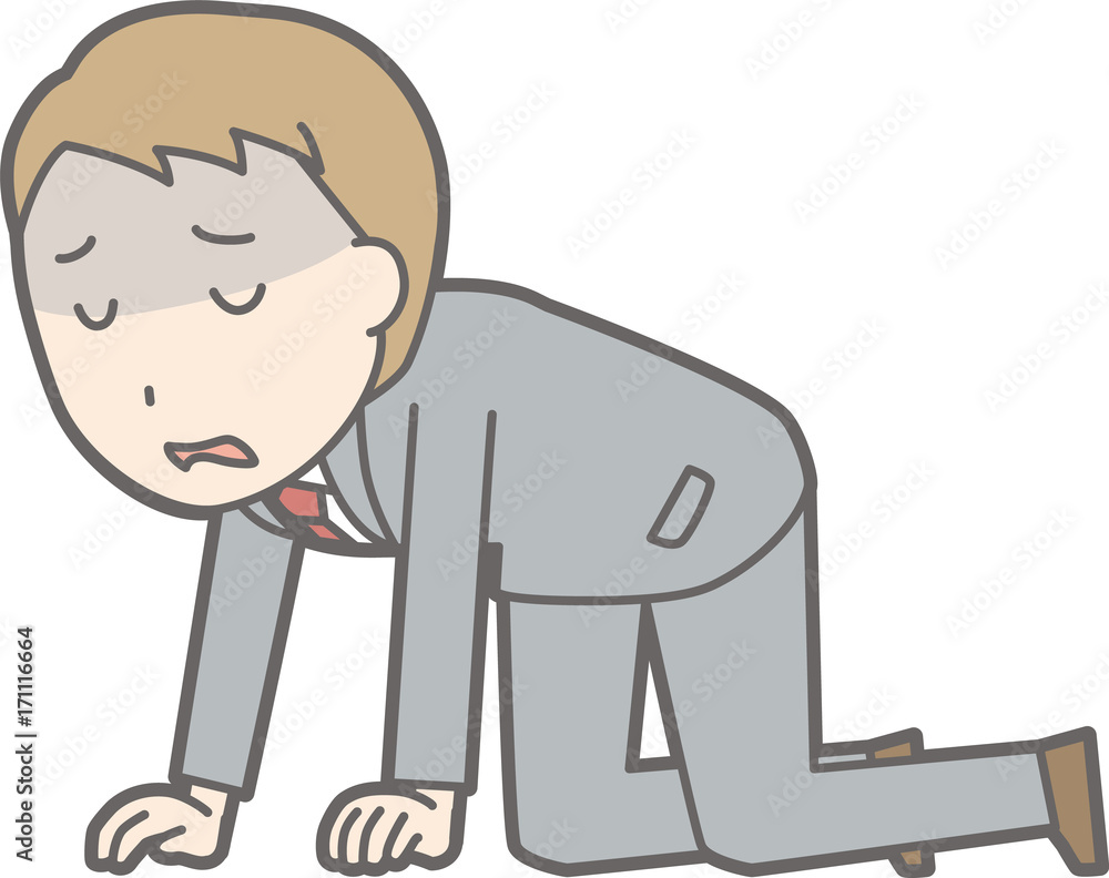 An illustration that a businessman wearing a suit feels stress An illustration that a businessman wearing a suit feels stress