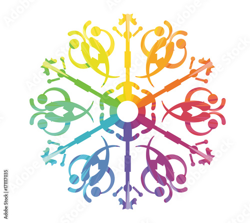 snowflake multicolored abstract icon