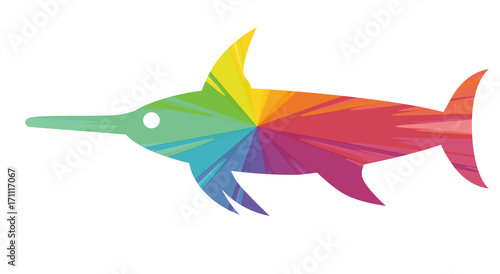 swordfish multicolored abstract icon