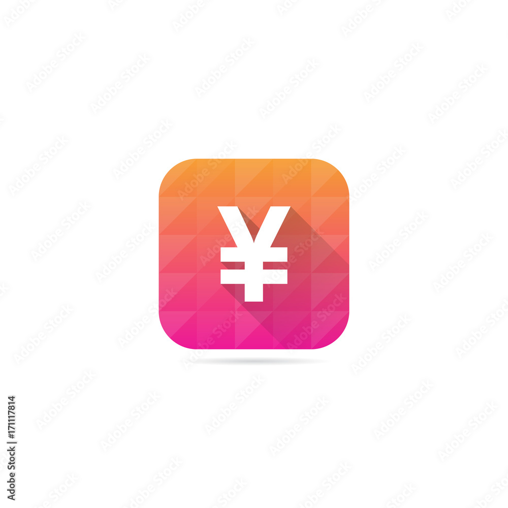 Obraz premium Modern Yen Symbol Icon With Long Shadow