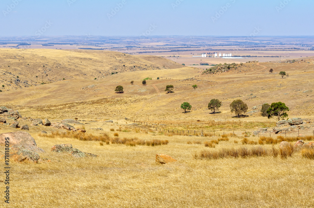 Steep, dry and rocky pasture between Angaston and Murray Bridge - SA, Australia