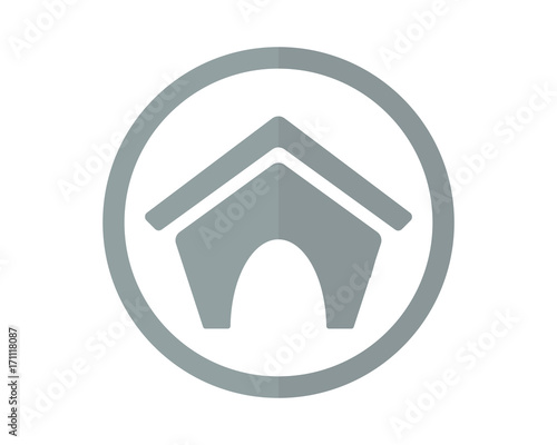 circle gray pet house icon image vector