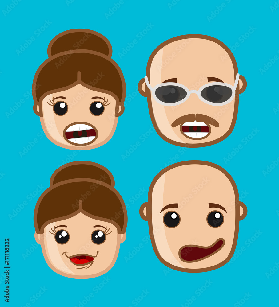 Funny Cartoon Man and Woman Faces Vector Funny Cartoon Man and Woman Faces Vector