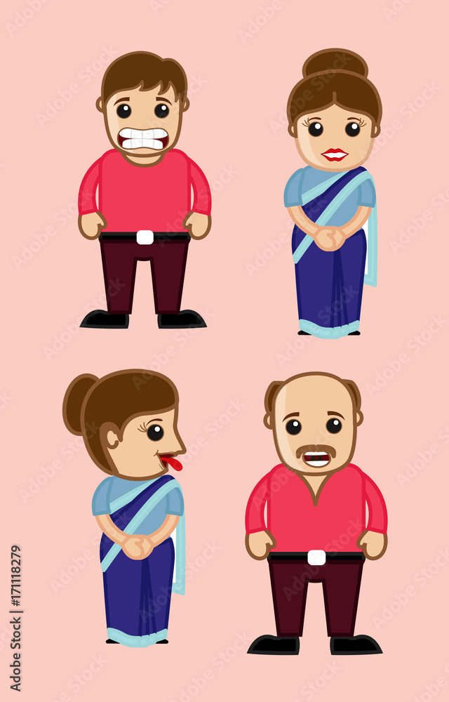 Cartoon Man and Woman Poses and Expressions Cartoon Man and Woman Poses and Expressions