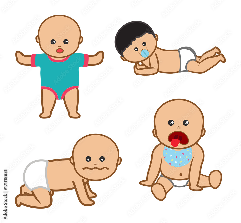 Cartoon Babies Poses and Expression - clip-art characters vector Cartoon Babies Poses and Expression - clip-art characters vector