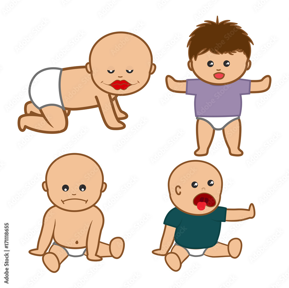 Cute Cartoon Babies Vectors - clip-art characters vector