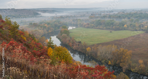 Autumn landscape with river