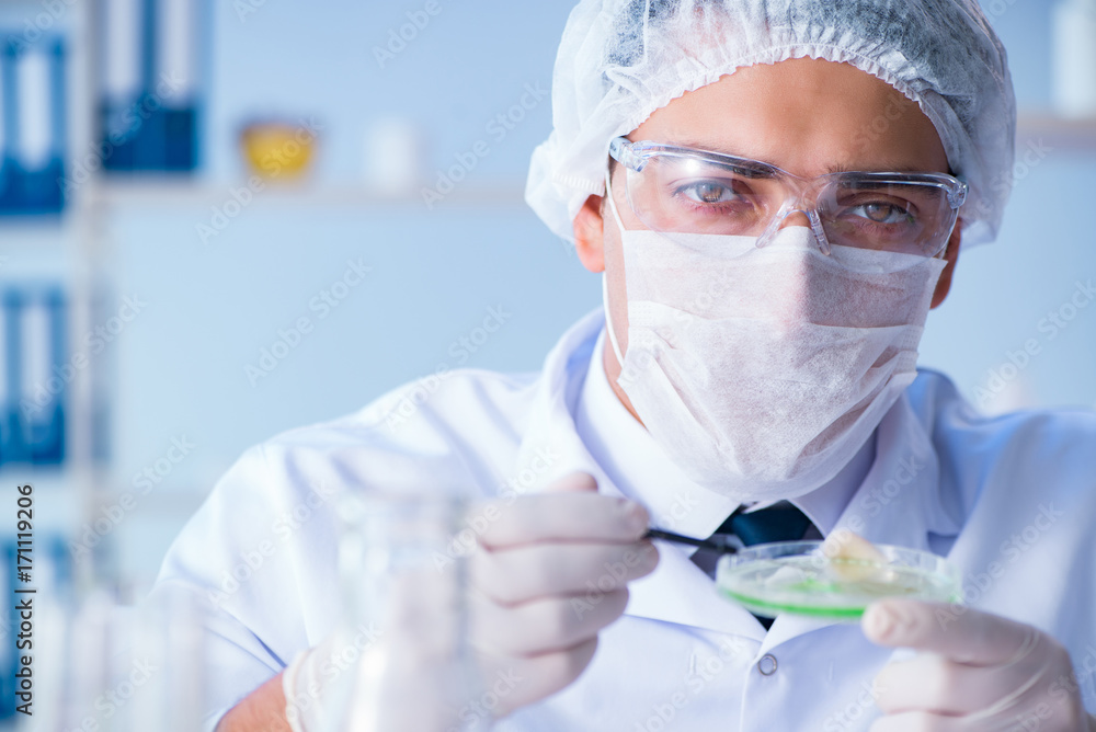 Female scientist researcher conducting an experiment in a labora Female scientist researcher conducting an experiment in a labora