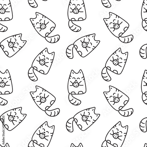 Scetched doodle cat pattern