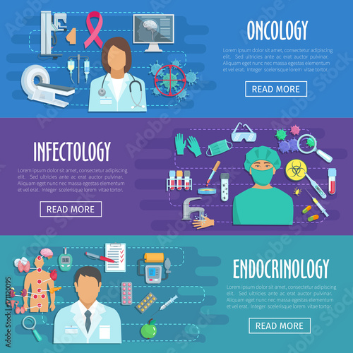 Medical banner set of doctor with healthcare icons
