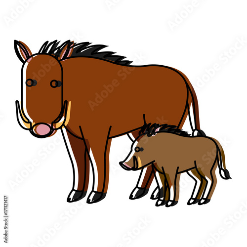 Jabali animal cartoon icon vector illustration graphic design