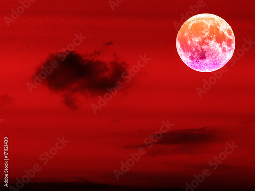 full blood moon in the red night sky