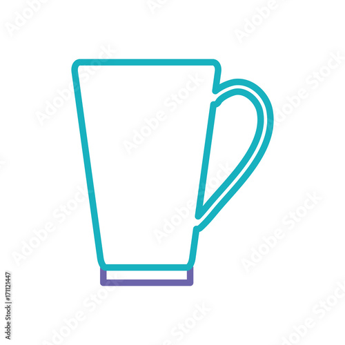  flat line colored mug over white background vector illustration