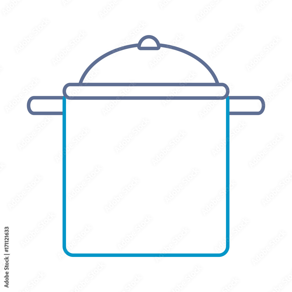 flat line colore cooking pot over white background vector illustration flat line colore cooking pot over white background vector illustration