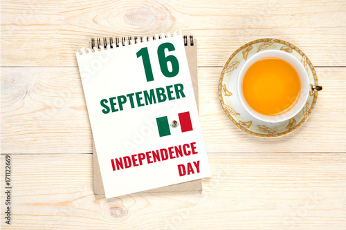 16 september - independence day, calendar with mexican national holiday