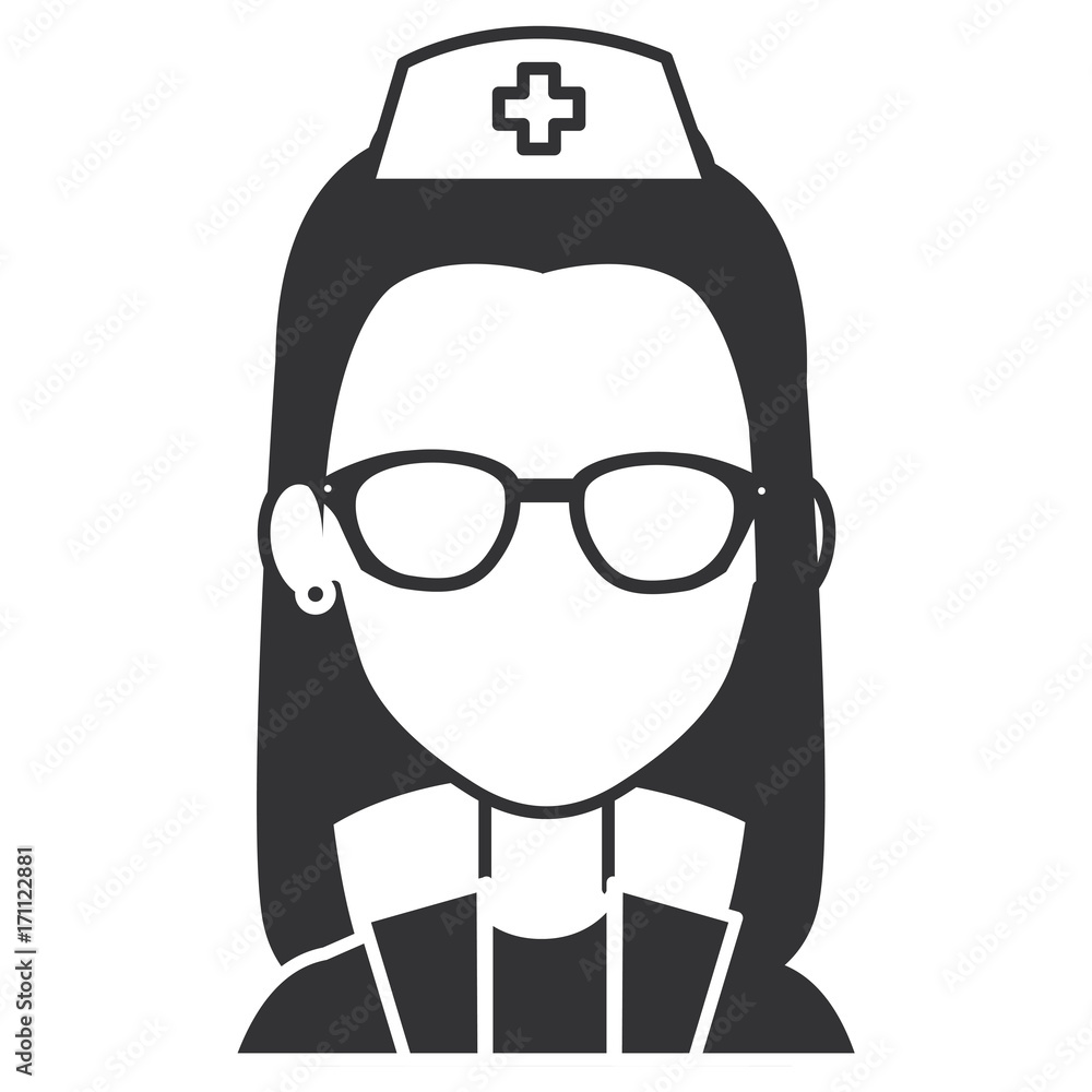 nurse with glasses avatar character vector illustration design