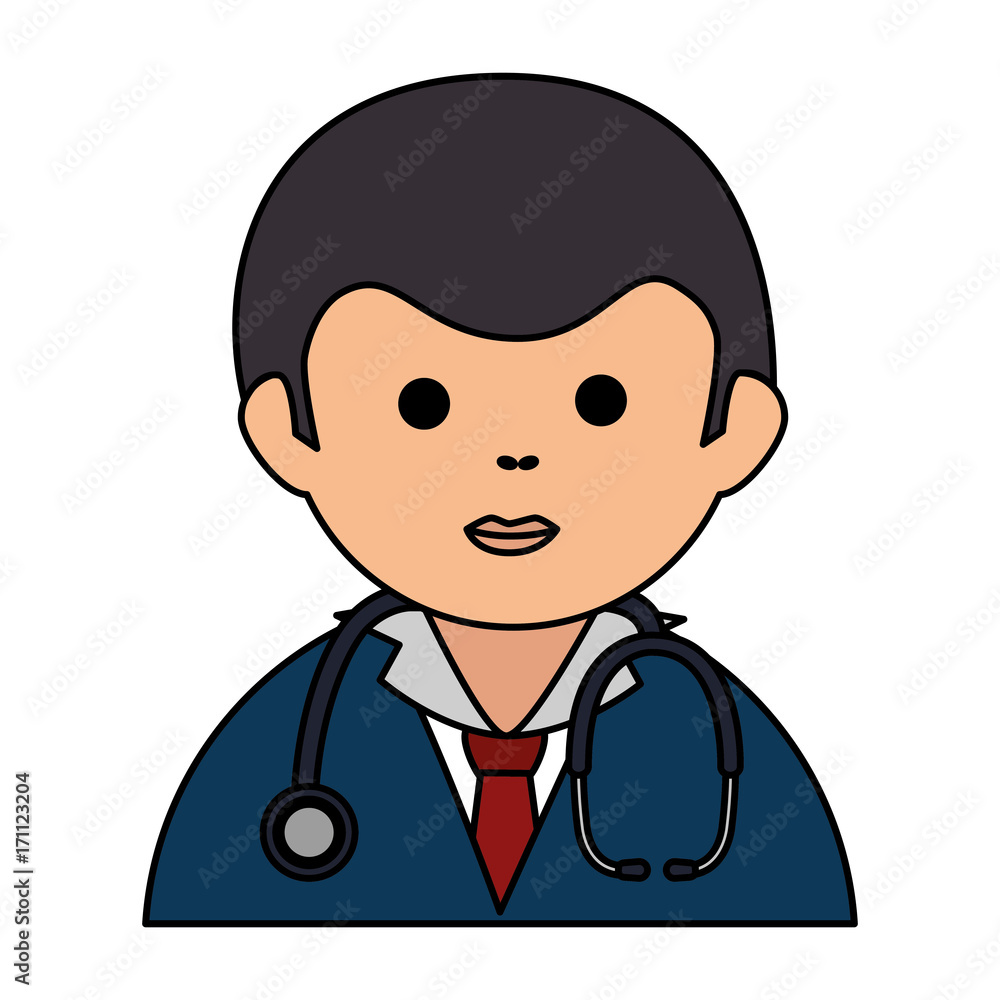 male doctor with stethoscope avatar character vector illustration design
