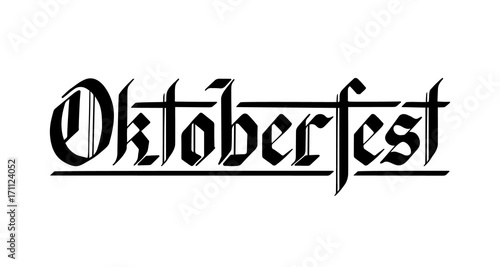 Oktoberfest hand drawn lettering in gothic style. Vector illustration.