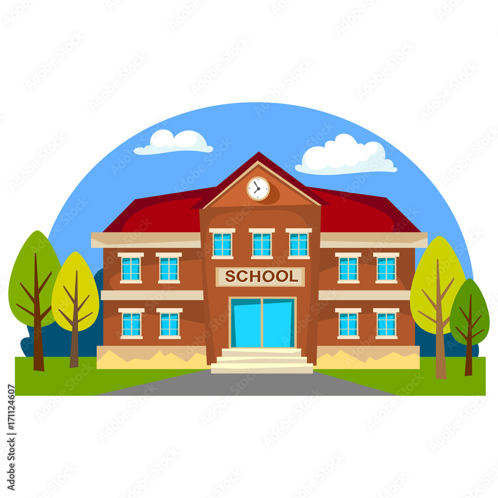 Elementry School Vector Elementary School Building Icon