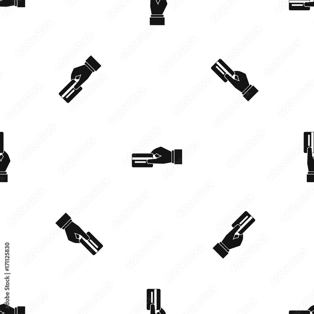 Hand holding a credit card pattern seamless black Hand holding a credit card pattern seamless black
